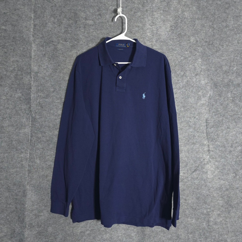 Polo Ralph Lauren Long Sleeve Polo Men XL Navy Classic Fit Cotton Casual Top